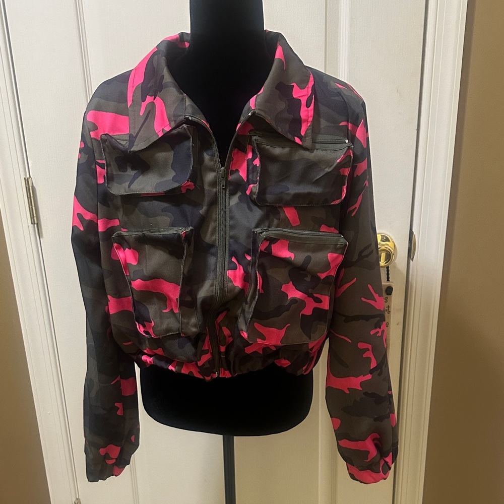 Pink and Black Camouflage Jacket